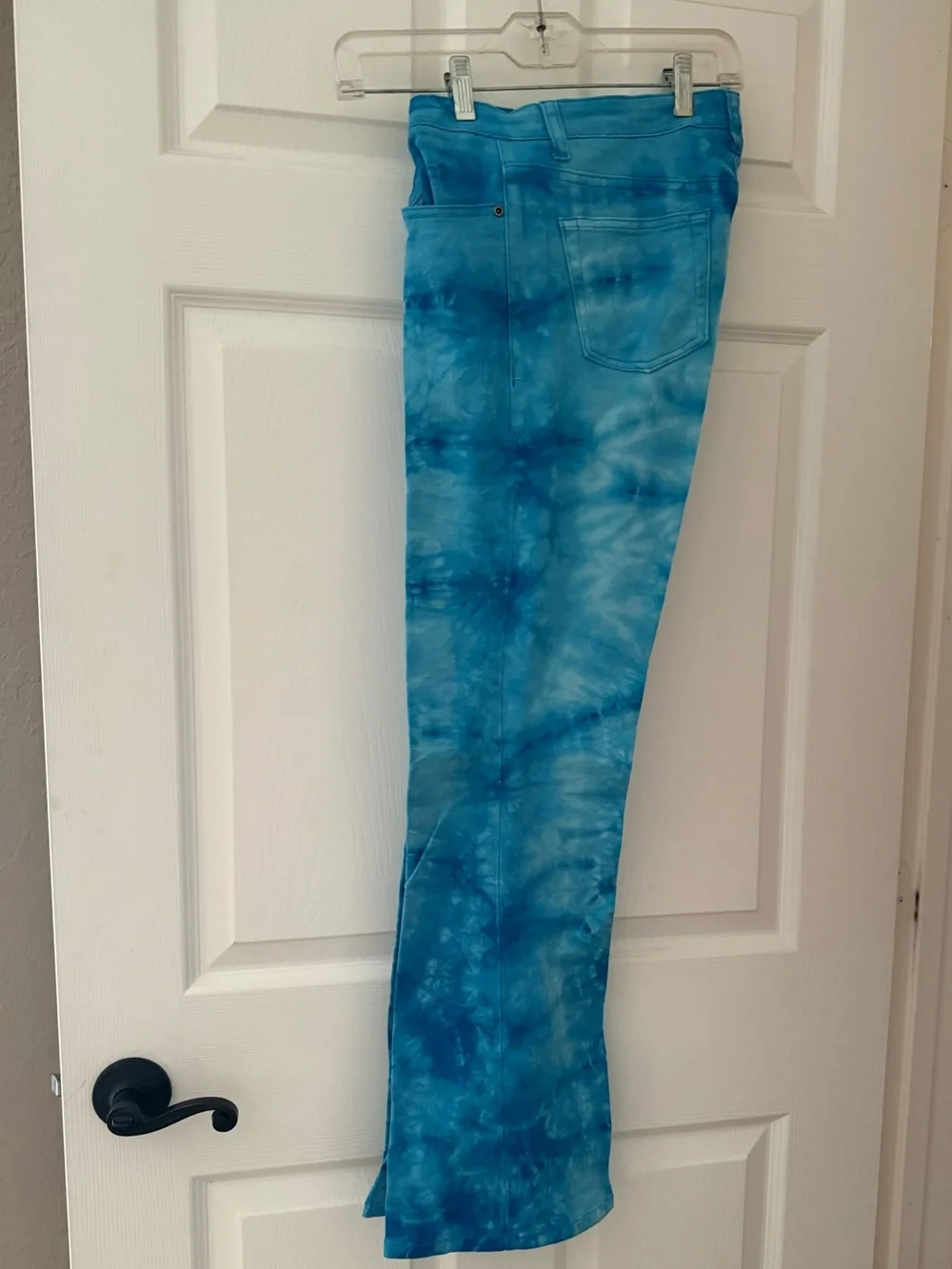 Tie-Dye Blue Flare Jeans - Women’s Wide Leg, flare cut, size 8